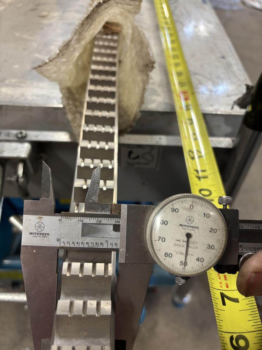 Modified dial caliper with extended inside jaws