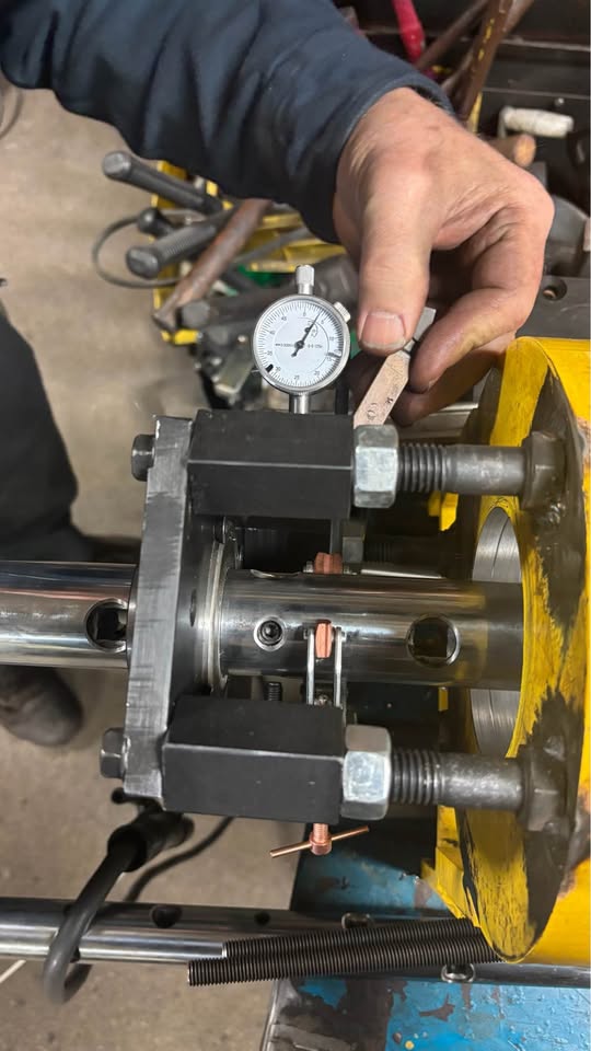 BoreRight clamped onto a line boring bar next to the bar mount